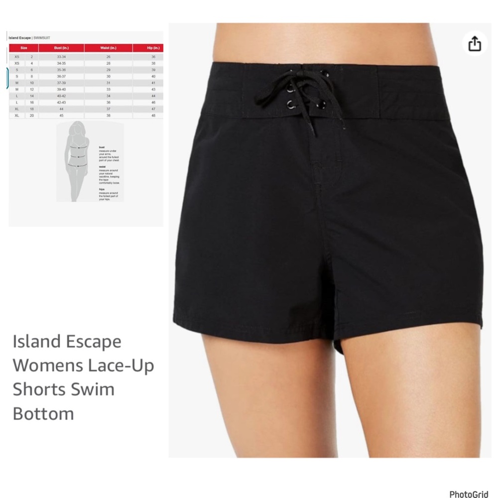 Island escape woman 18W plus size black swim shorts NWT